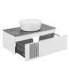 Тумба Манхеттен білий мат зі стільницею 100 см та умивальником ONE 46 см коло, изображение 2