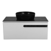 Тумба Остiн білий мат зі стільницею 90 см та умивальником One 46 см чорний (круг), изображение 3