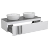 Тумба Манхеттен білий мат зі стільницею 120 см та 2 умивальника &amp;quot;One&amp;quot; 42 см, зображення 2