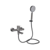 Смеситель для ванны Brinex Pure 006 с поворотным изливом (с душевым гарнитуром) Gunmetal Black BRIPUR006GRP купить в САНН Одесса