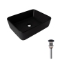 Комплект Qtap Tern: Раковина накладная прямоугольная 480х370х135 мм Matt Black + Донный клапан PU03 купить в САНН Одесса