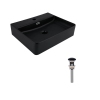 Комплект Qtap Nando LT: Раковина подвесная прямоугольная 500х420х130 мм Matt Black + Донный клапан PU03O купить в САНН Одесса
