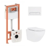 Готовое решение Qtap для ванной комнаты: подвесной унитаз Jay Ultra Quiet 520x360x320 + комплект инсталляции Nest 4 в 1 (линейная клавиша White) купить в САНН Одесса