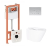 Готове рішення Qtap для ванної кімнати: підвісний унітаз Swan Ultra Quiet 520x360x320 + комплект інсталяції Nest 4 в 1 (кругла клавіша Satin) купити в САНН Одеса