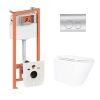 Готовое решение Qtap для ванной комнаты: подвесной унитаз Swan Ultra Quiet 520×360×320 + комплект инсталляции Nest 4 в 1 (круглая клавиша Chrome) купить в САНН Одесса