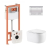 Готовое решение Qtap для ванной комнаты: подвесной унитаз Taurus Ultra Quiet 515×360×350 + комплект инсталляции Nest 4 в 1 (квадратная клавиша Chrome) купить в САНН Одесса