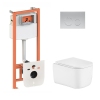 Готовое решение Qtap для ванной комнаты: подвесной унитаз Gemini Ultra Quiet 485×340×350 + комплект инсталляции Nest 4 в 1 (круглая клавиша Satin) купить в САНН Одесса