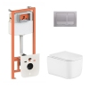 Готовое решение Qtap для ванной комнаты: подвесной унитаз Gemini Ultra Quiet 485×340×350 + комплект инсталляции Nest 4 в 1 (квадратная клавиша Satin) купить в САНН Одесса