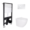 Готовое решение Qtap для ванной комнаты: подвесной унитаз Robin Ultra Quiet 520x365x365 + комплект инсталляции Standard (круглая кнопка Chrome) купить в САНН Одесса