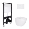 Готовое решение Qtap для ванной комнаты: подвесной унитаз Robin Ultra Quiet 520x365x365 + комплект инсталляции Standard (круглая кнопка White) купить в САНН Одесса