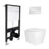 Готовое решение Qtap для ванной комнаты: подвесной унитаз Tern Ultra Quiet 525x345x360 + комплект инсталляции Standard (линейная кнопка Chrome) купить в САНН Одесса
