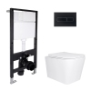 Готовое решение Qtap для ванной комнаты: подвесной унитаз Tern Ultra Quiet 525x345x360 + комплект инсталляции Standard (линейная кнопка Black) купить в САНН Одесса