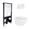 Готовое решение Qtap для ванной комнаты: подвесной унитаз Jay Rimless 485x360x320 + комплект инсталляции Standard (круглая кнопка Chrome) купить в САНН Одесса