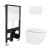 Готовое решение Qtap для ванной комнаты: подвесной унитаз Jay Rimless 485x360x320 + комплект инсталляции Standard (линейная кнопка White) купить в САНН Одесса