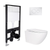 Готовое решение Qtap для ванной комнаты: подвесной унитаз Jay Rimless 520x360x320 + комплект инсталляции Standard (круглая кнопка Chrome) купить в САНН Одесса