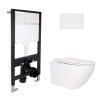 Готовое решение Qtap для ванной комнаты: подвесной унитаз Jay Rimless 520x360x320 + комплект инсталляции Standard (линейная кнопка White) купить в САНН Одесса