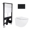 Готовое решение Qtap для ванной комнаты: подвесной унитаз Jay Ultra Quiet 520x360x320 + комплект инсталляции Standard (круглая кнопка Black) купить в САНН Одесса