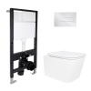 Готовое решение Qtap для ванной комнаты: подвесной унитаз Crow Rimless 485x340x330 + комплект инсталляции Standard (линейная кнопка Chrome) купить в САНН Одесса
