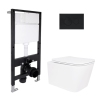 Готовое решение Qtap для ванной комнаты: подвесной унитаз Crow Ultra Quiet 485x340x290 + комплект инсталляции Standard (круглая кнопка Black) купить в САНН Одесса