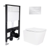 Готовое решение Qtap для ванной комнаты: подвесной унитаз Crow Ultra Quiet 485x340x290 + комплект инсталляции Standard (линейная кнопка Chrome) купить в САНН Одесса