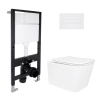 Готовое решение Qtap для ванной комнаты: подвесной унитаз Crow Ultra Quiet 485x340x290 + комплект инсталляции Standard (линейная кнопка White) купить в САНН Одесса