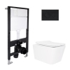 Готовое решение Qtap для ванной комнаты: подвесной унитаз Crow Rimless 520x360x290 + комплект инсталляции Standard (круглая кнопка Black) купить в САНН Одесса