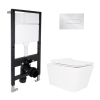Готовое решение Qtap для ванной комнаты: подвесной унитаз Crow Rimless 520x360x290 + комплект инсталляции Standard (линейная кнопка Chrome) купить в САНН Одесса