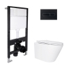 Готовое решение Qtap для ванной комнаты: подвесной унитаз Swan Ultra Quiet 485x360x320 + комплект инсталляции Standard (линейная кнопка Black) купить в САНН Одесса