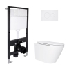 Готовое решение Qtap для ванной комнаты: подвесной унитаз Swan Ultra Quiet 520x360x320 + комплект инсталляции Standard (круглая кнопка White) купить в САНН Одесса