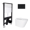 Готовое решение Qtap для ванной комнаты: подвесной унитаз Swan Ultra Quiet 520x360x320 + комплект инсталляции Standard (круглая кнопка Black) купить в САНН Одесса