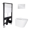 Готовое решение Qtap для ванной комнаты: подвесной унитаз Swan Ultra Quiet 520x360x320 + комплект инсталляции Standard (линейная кнопка Chrome) купить в САНН Одесса