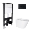 Готовое решение Qtap для ванной комнаты: подвесной унитаз Swan Ultra Quiet 520x360x320 + комплект инсталляции Standard (линейная кнопка Black) купить в САНН Одесса