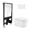 Готовое решение Qtap для ванной комнаты: подвесной унитаз Taurus Ultra Quiet 515x360x350 + комплект инсталляции Standard (круглая кнопка White) купить в САНН Одесса