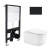 Готовое решение Qtap для ванной комнаты: подвесной унитаз Taurus Ultra Quiet 515x360x350 + комплект инсталляции Standard (круглая кнопка Black) купить в САНН Одесса