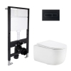 Готовое решение Qtap для ванной комнаты: подвесной унитаз Taurus Ultra Quiet 515x360x350 + комплект инсталляции Standard (линейная кнопка Black) купить в САНН Одесса