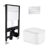 Готовое решение Qtap для ванной комнаты: подвесной унитаз Gemini Ultra Quiet 485x340x350 + комплект инсталляции Standard (линейная кнопка Chrome) купить в САНН Одесса
