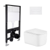 Готовое решение Qtap для ванной комнаты: подвесной унитаз Gemini Ultra Quiet 485x340x350 + комплект инсталляции Standard (линейная кнопка White) купить в САНН Одесса