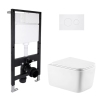 Готовое решение Qtap для ванной комнаты: подвесной унитаз Gemini Ultra Quiet 520x360x350 + комплект инсталляции Standard (круглая кнопка White) купить в САНН Одесса