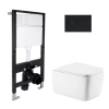 Готовое решение Qtap для ванной комнаты: подвесной унитаз Gemini Ultra Quiet 520x360x350 + комплект инсталляции Standard (круглая кнопка Black) купить в САНН Одесса