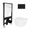 Готовое решение Qtap для ванной комнаты: подвесной унитаз Robin ML Ultra Quiet 520x365x365 + комплект инсталляции Standard (круглая кнопка Black) купить в САНН Одесса