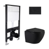 Готовое решение Qtap для ванной комнаты: подвесной унитаз Jay Ultra Quiet 485x360x320 + комплект инсталляции Standard (круглая кнопка Black) купить в САНН Одесса