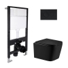 Готовое решение Qtap для ванной комнаты: подвесной унитаз Crow Ultra Quiet 485x340x290 + комплект инсталляции Standard (круглая кнопка Black) купить в САНН Одесса