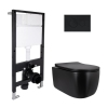 Готовое решение Qtap для ванной комнаты: подвесной унитаз Taurus Ultra Quiet 515x360x350 + комплект инсталляции Standard (круглая кнопка Black) купить в САНН Одесса