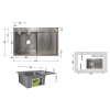 Мойка для кухни интегрированная Lidz Handmade H6350R крыло справа (LDH6350BRUR45587) Brushed Steel 3,0/1,0 мм купить в САНН Одесса, изображение 2
