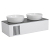 Тумба Манхеттен білий мат зі стільницею 120 см та 2 умивальника ONE 46 см коло