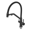 Смеситель для кухни ZERIX MAG-021 BLACK REFL.BLACK с силиконовым изливом, из нерж.стали SUS304 с выходом для питьевой воды (цвет графит, излив серый) (ZX6006) купить в САНН Одесса