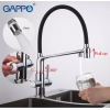 Смеситель для кухні на дві води GAPPO G4398-7 з гнучким виливом, черный/хром купить в САНН Одесса, изображение 3