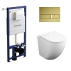 Инсталляция Koller Pool Dune 1200SL + Neon Gold панель смыва + подвесной унитаз ROUND з сидінням Soft-close (змив Tornado 3.0) купить в САНН Одесса