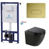 Инсталляция Koller Pool Dune 1200SL + Orion Cosmo Gold панель смыва + подвесной унитаз ROUND Black matt з сидінням Soft-close (змив Торнадо) купить в САНН Одесса