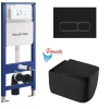 Инсталляция KollerPool AQUA LINE + EDGE Black панель смыва + подвесной унитаз KVADRO START Black matt з сидінням Soft-close ( змив Tornado ) купить в САНН Одесса